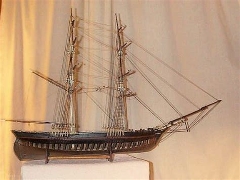 Rare Antique Model Ship Exposed Ribs Baltimore Clipper For Sale