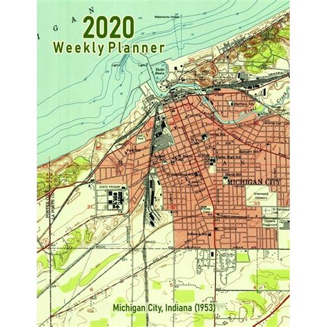 2020 Weekly Planner Michigan City Indiana 1953 Vintage Topo Map