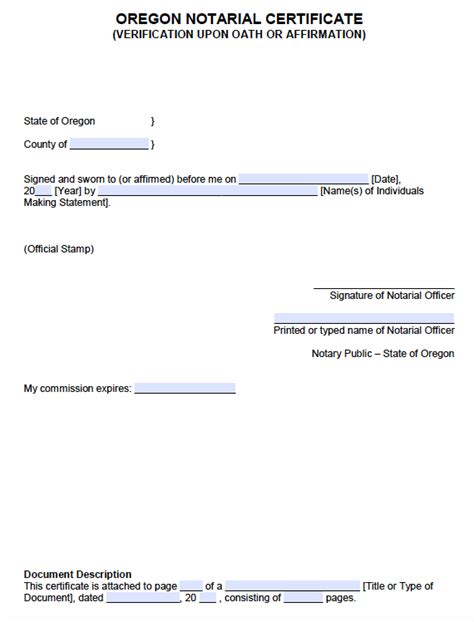 Free Oregon Notary Acknowledgement Forms Pdf Word