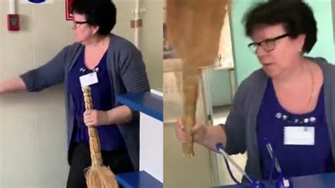 Russian Post Office Worker Attacks Customer With Straw Broom Video