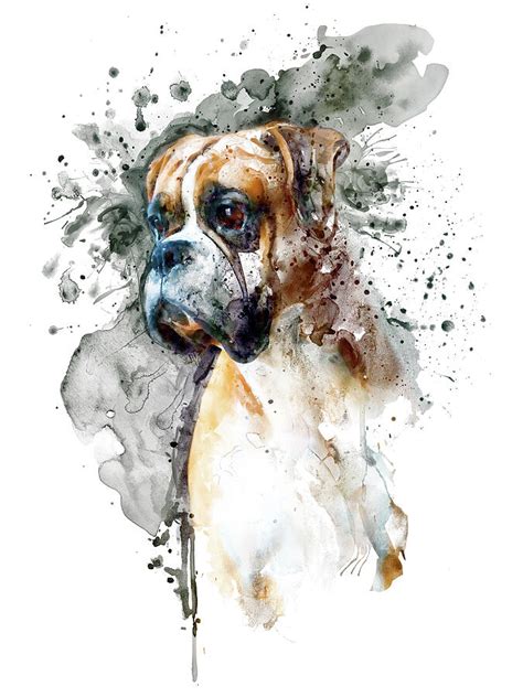 Boxer Dog Watercolor Portrait Painting By Marian Voicu Fine Art America