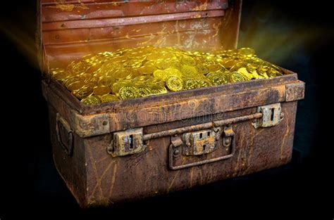 Stacking Gold Coin In Treasure Chest Stock Photo Image Of Business