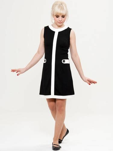 Mademoiselle Yeye Louise Retro 60s Mod Dress In Blackwhite