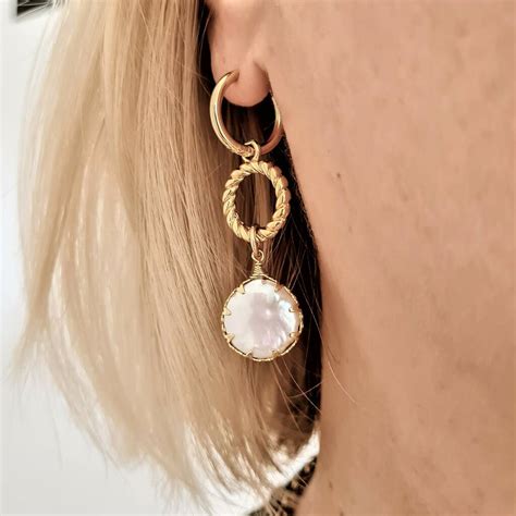 Gold Hoop Earrings With Pearls By Misskukie Notonthehighstreet Com