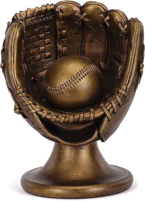 Napco Bronze Baseball Glove And Ball Sculpture On Stand Home