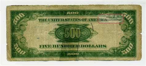 1934 500 Dollar Bill Federal Reserve Bank York Julianmorgenthau