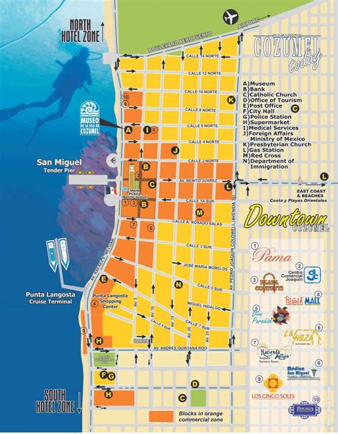 Cozumel Tourist Map And Travel Information Download Free Cozumel