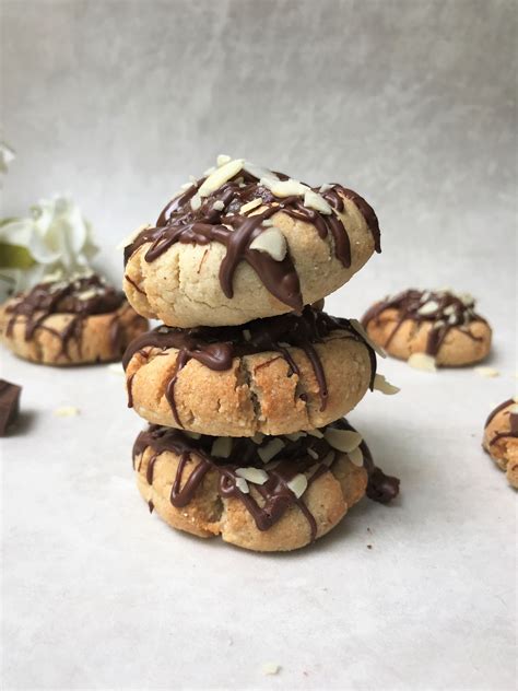 Chocolate Almond Salted Caramel Thumbprint Cookies Nourishing Amy