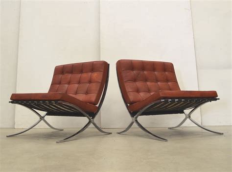 Using flat steel and a cantilever scissor form structure, the chair. Early Vintage Barcelona Chairs by Mies van der Rohe for ...