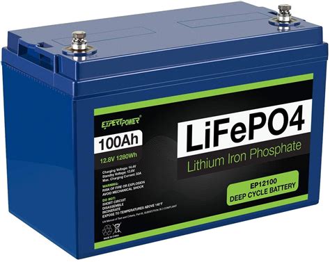 Expertpower 12v 100ah Lithium Lifepo4 Deep Cycle Rechargeable Battery