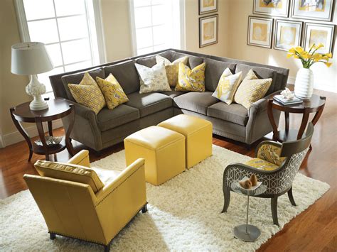 Centre modern furniture around a cubic rug. Yellow and Gray Rooms | Grey and yellow living room ...