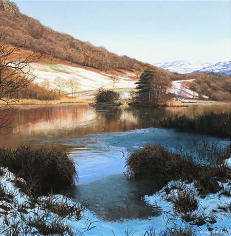 Michael James Smith Original Oil Painting On Panel Snow In The Lakes