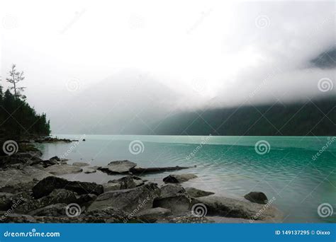 Marvellous View At Foggy Kucherla Mountain Lake Belukha National Park