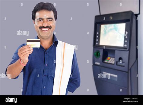 1 South Indian Man Atm Machinery Money Showing Stock Photo Alamy