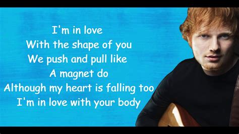 Shape Of You Lyrics Ed Sheeran Youtube