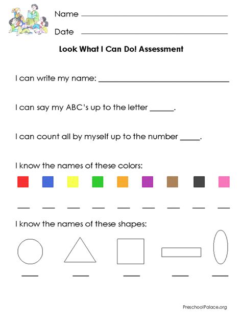 Printable Assessments Forms For Preschoolers Printable Forms Free Online