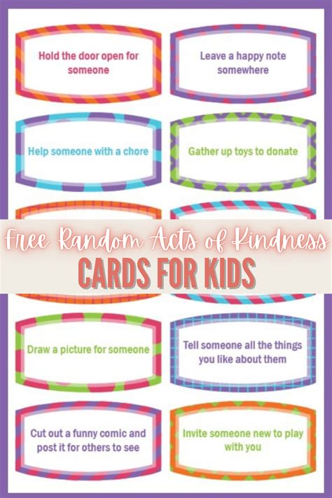 Free Random Acts Of Kindness Cards For Kids