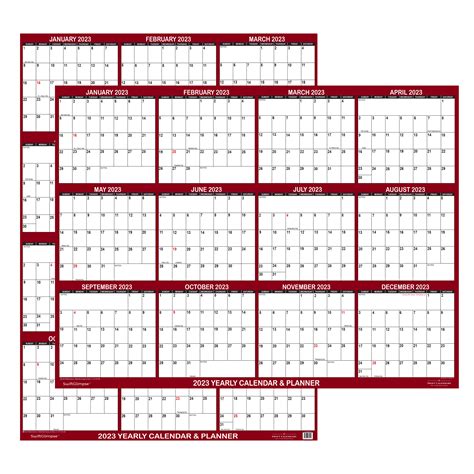 2023 Wall Calendar Extra Large 32″ X 48″ Reversible Swiftglimpse Maroon