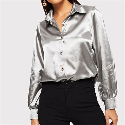 Buy Shiny Silver Lurex Blouse For Women 2019 Fashion V