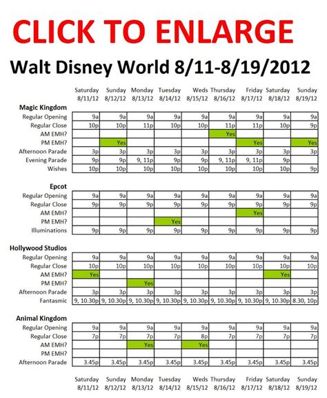 Manual To Disney Trips From Calendars To Hourly Schedule For A Day At