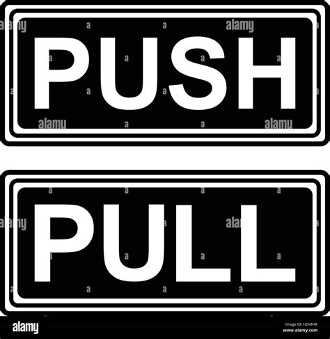 Push And Pull Signs Black Vector Illustrations Stock Vector Image