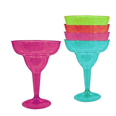 Multicoloured Plastic Margarita Glasses 295ml 20pk Party Delights