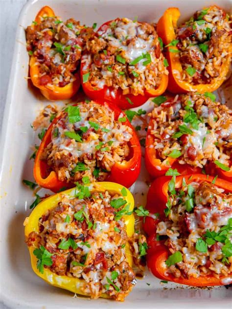 Hot Italian Sausage Stuffed Peppers Girl With The Iron Cast