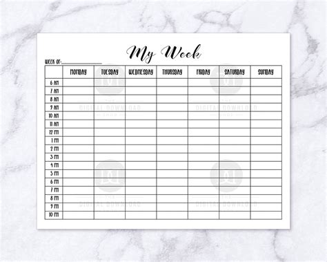 Time Blocking Planner Printable Weekly The Digital Download Shop