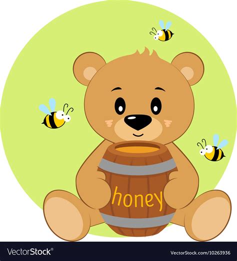 Sitting Cartoon Bear And Honey Royalty Free Vector Image