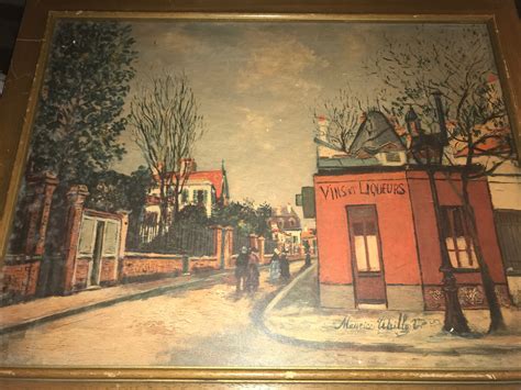 Maurice Utrillo Vins Et Liqueurs Print Art Signed Pressboard