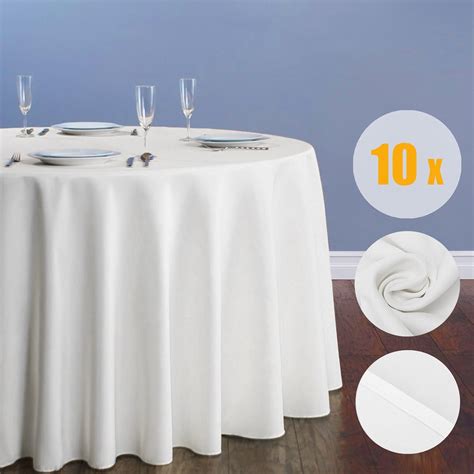 Voilamart Round Tablecloth 90 Inch White Polyester Table Cloth Banquet