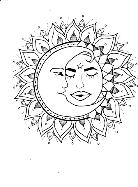 Sun Moon Mandala Coloring Pages Coloring Pages