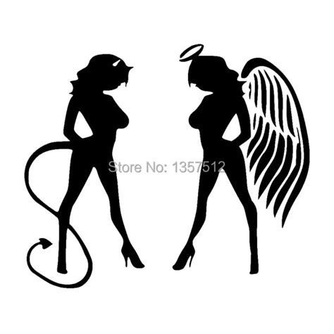 Devil Angel Girls Ladies Vinyl Decal For Car Rear Windshield Truck Suv Mudflap Bumper Door Kayak