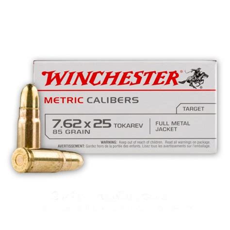 762x25mm Tokarev 85 Grain Fmj Winchester Metric Calibers 50