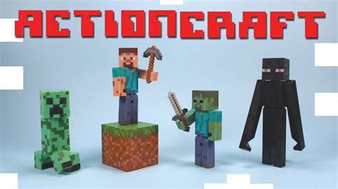 Minecraft Action Figure Toys Series 1 Steve Enderman Zombie And Creeper Youtube