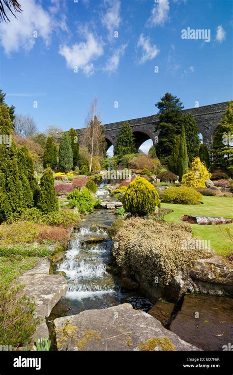 The Waterfalls In Kilver Court Gardens In Springtime Shepton Mallet