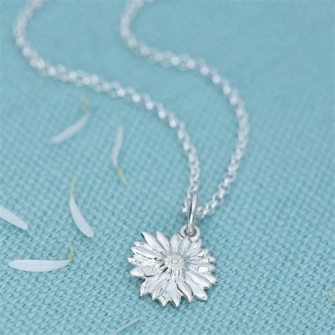 Sterling Silver Daisy Flower Necklace By Lily Charmed