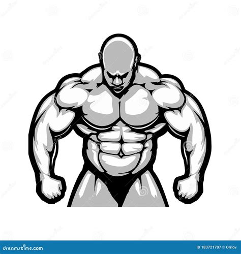 Muscular Bodybuilder Big Strong Body Stock Vector Illustration Of