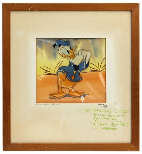 Walt Disney Signed Donald Duck Original Animation Cel With Original