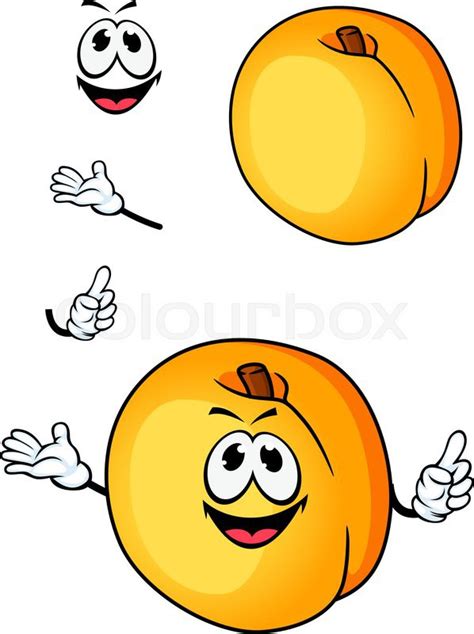 Cartoon Smiling Yellow Peach Or Stock Vector Colourbox