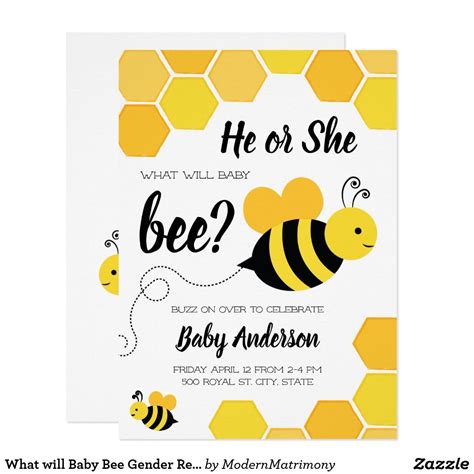 What Will Baby Bee Gender Reveal Invitation Gender Reveal Invitations