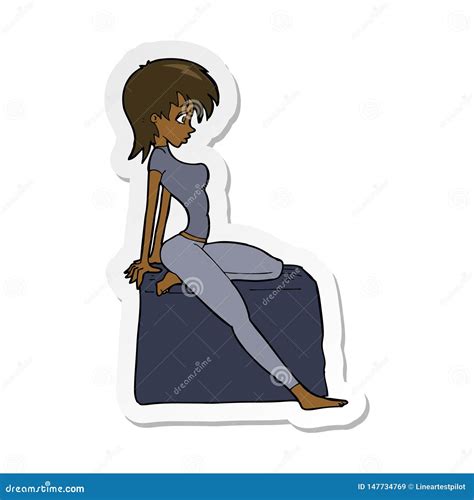 Sticker Of A Cartoon Pin Up Pose Girl Stock Vector Illustration Of