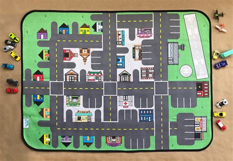 Kids Road Map Town Car Play Mathot Wheels Matchbox Etsy