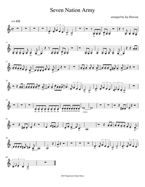 Seven Nation Army Flute Sheet Music Army Military