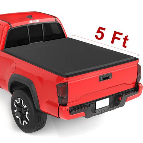 Upgraded Soft Tri Fold Truck Bed Tonneau Cover On Top Compatible For
