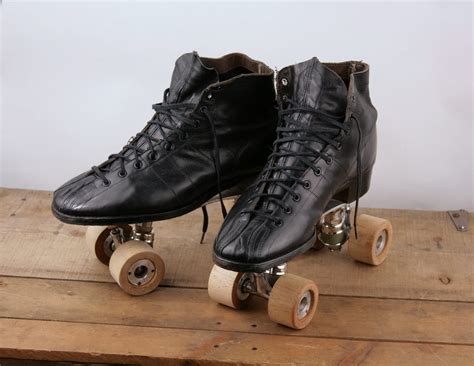 Vintage Antique Roller Skates Mens Chicago Hyde Black Wooden