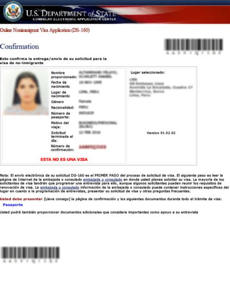 Ds 160 Sample Pdf Doc Us Visa Info And Application