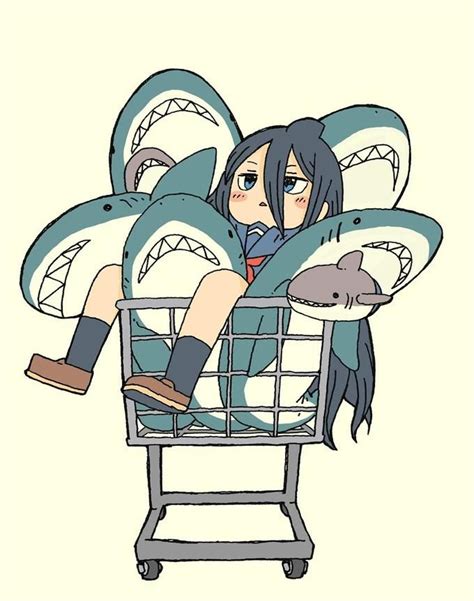 Shark Cart Girl Anime Manga Shark Illustration Shark Girl Shark