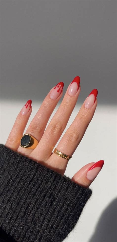 50 Best Halloween Nails 2022 Red Drip And French Tip Nails 1 Fab Mood