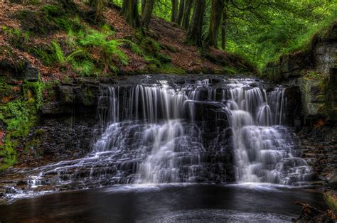 Fonds Decran Angleterre Chute Deau Roddlesworth Woods Waterfall Hdr